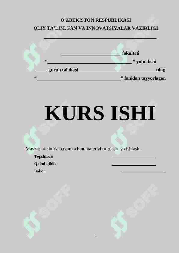 4-sinfda bayon uchun material to‘plash  va ishlash