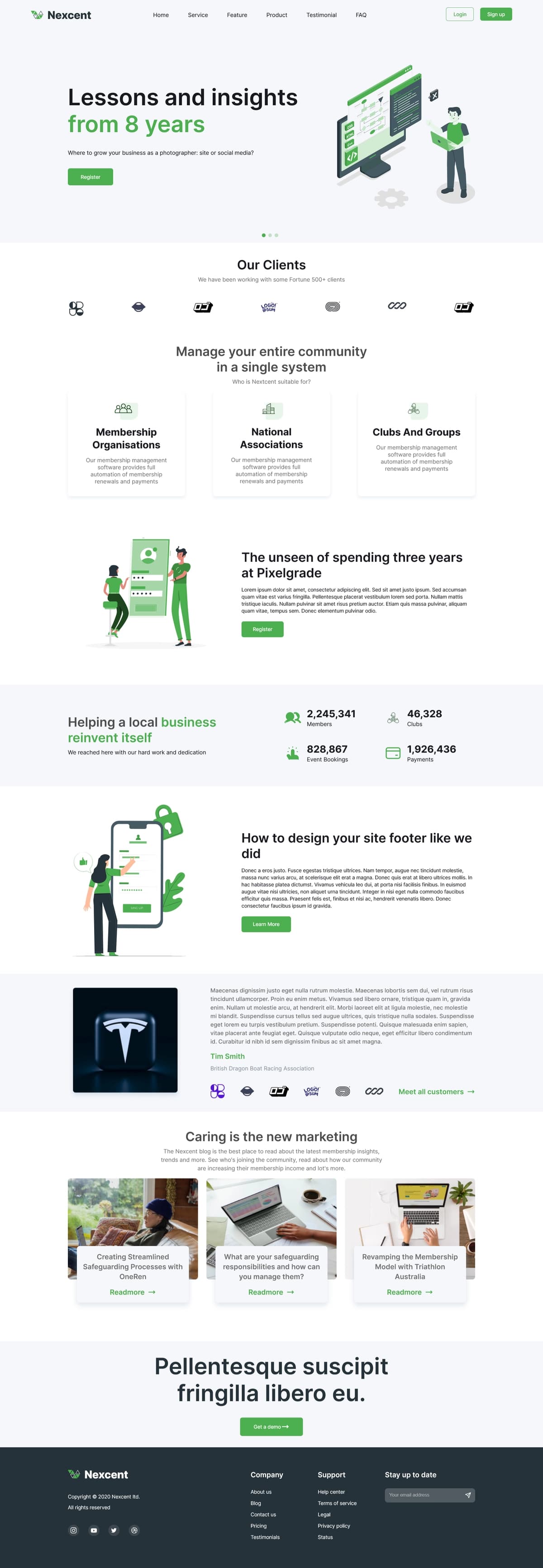 Nexcent. Landing page website template