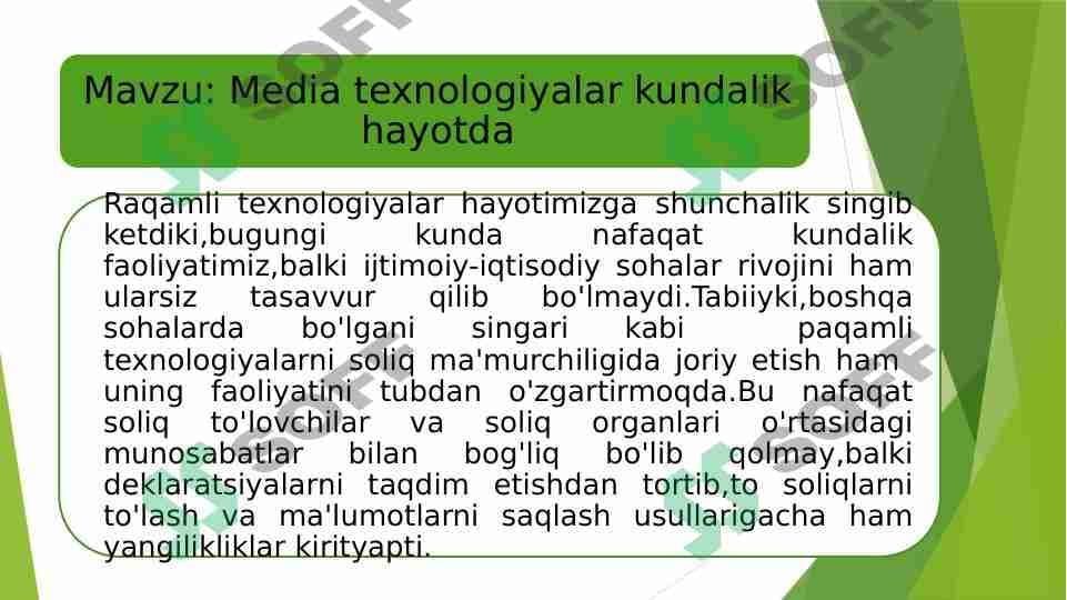 Media texnologiyalar kundalik hayotda