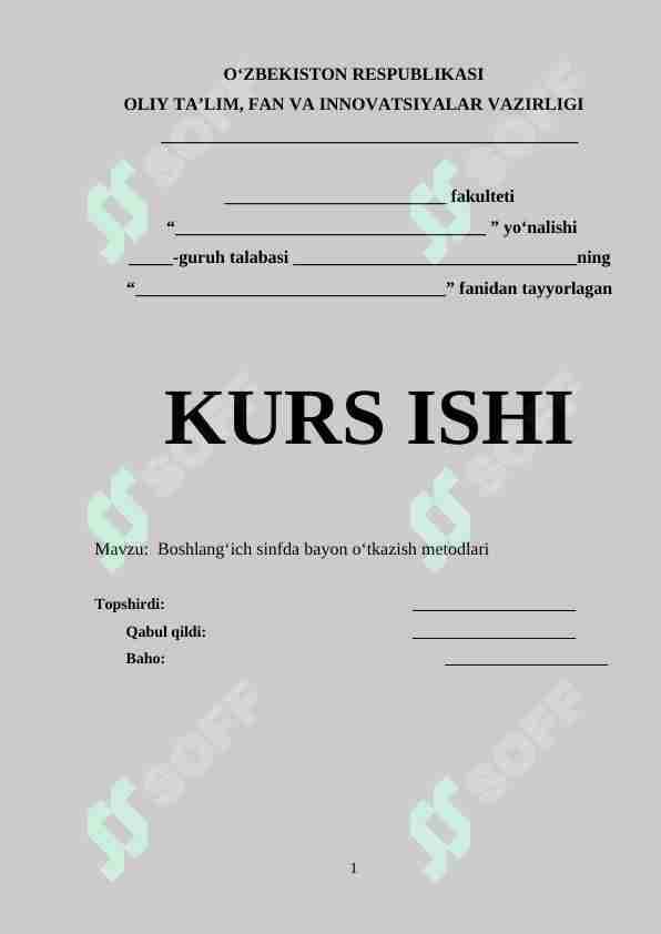 Boshlang‘ich sinfda bayon o‘tkazish metodlari