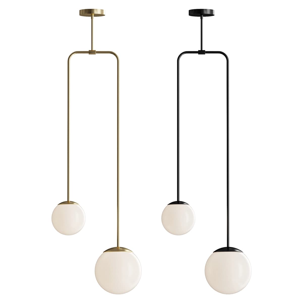 Modern brass chandelier with two shades