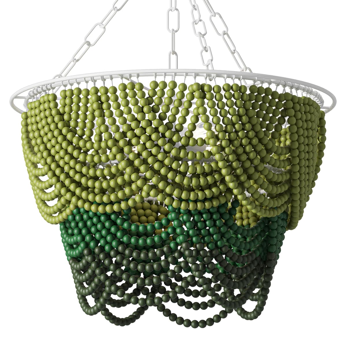 Etsy Green Beaded Wood Pendant Chandelier