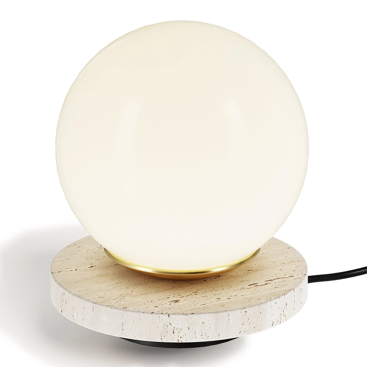 Malachi Table lamp in frosted glass and travertine