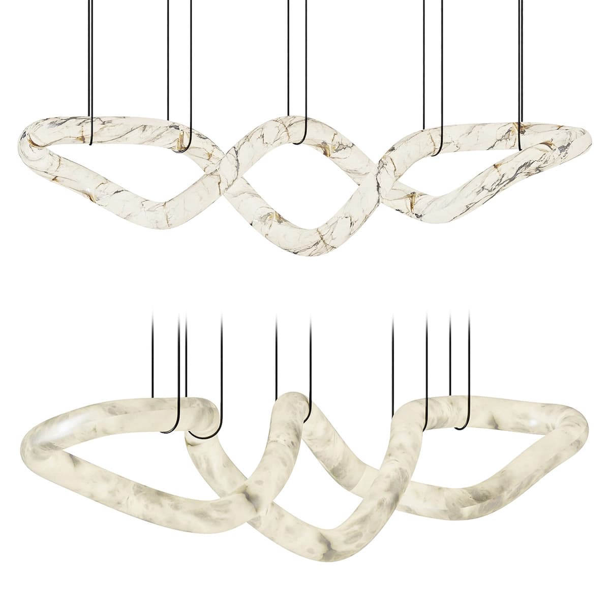 Designer Symmetrical Alabaster Pendant Chandelier