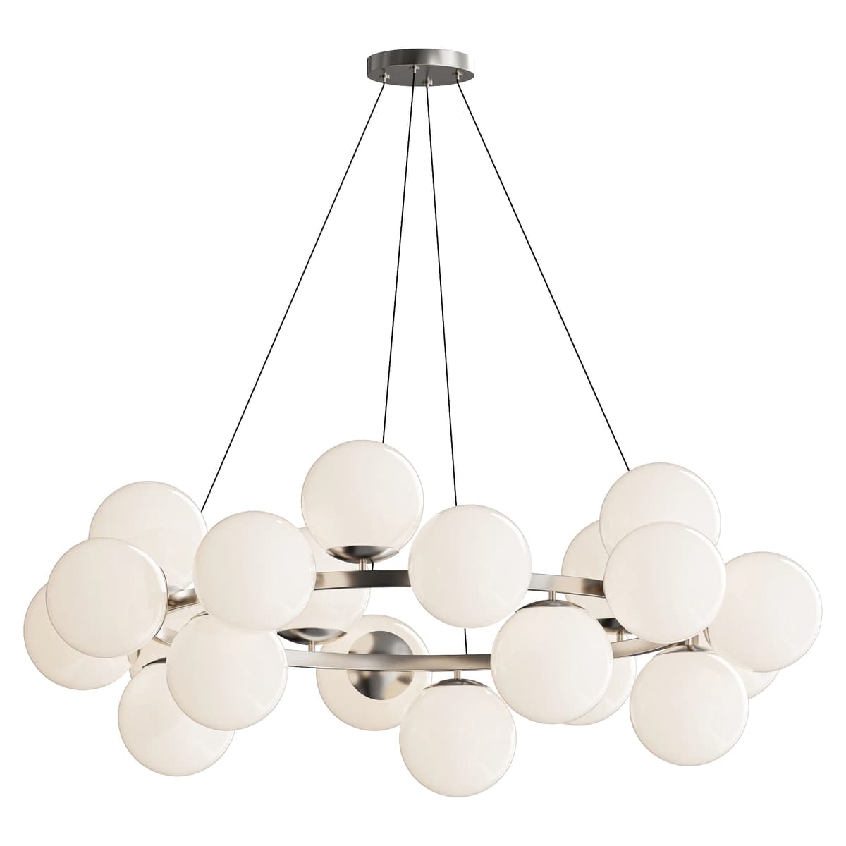 MyFar Aerton Nickel White Glass Molecule Chandelier 20 Light