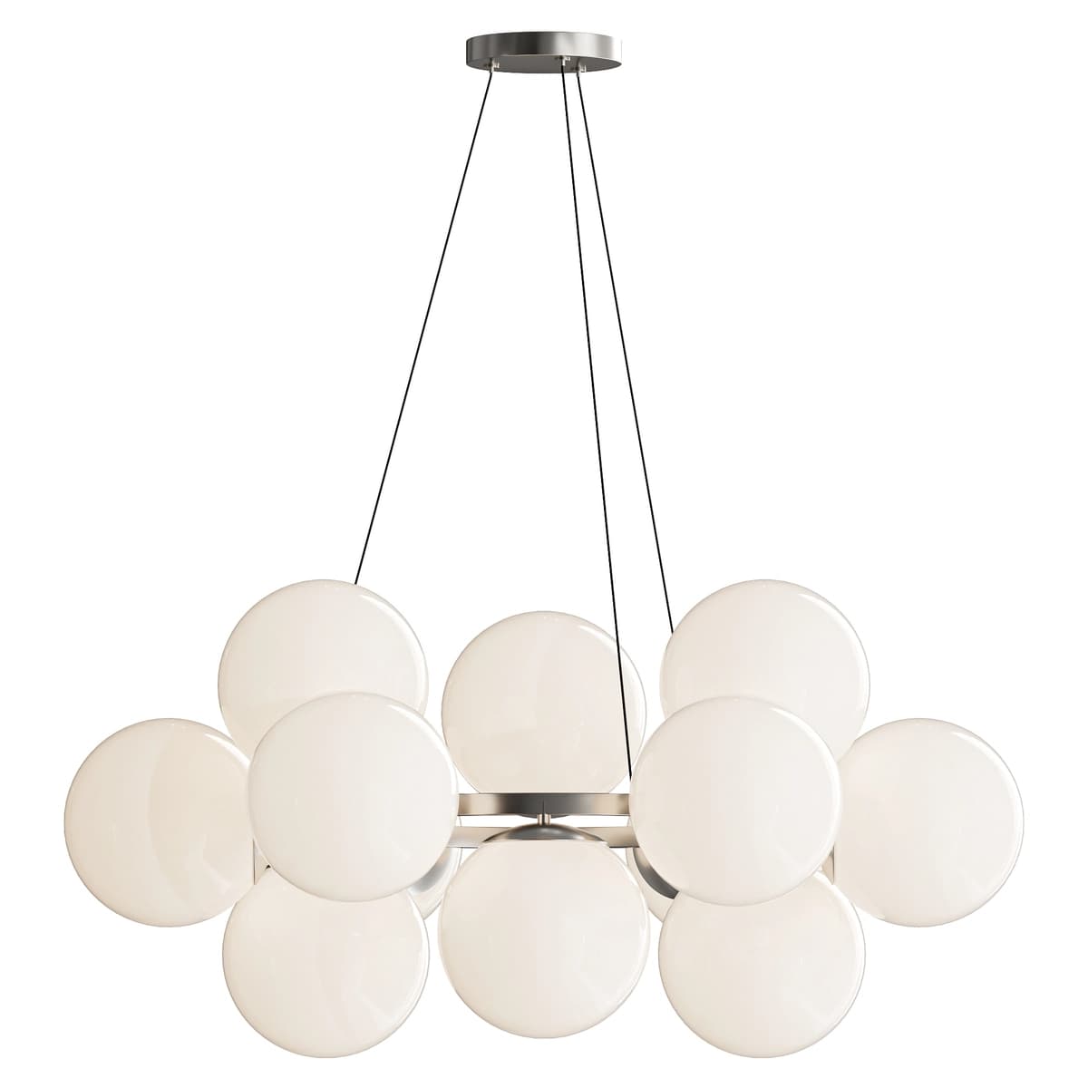 MyFar Aerton Nickel White Glass Molecule Chandelier 12 Light