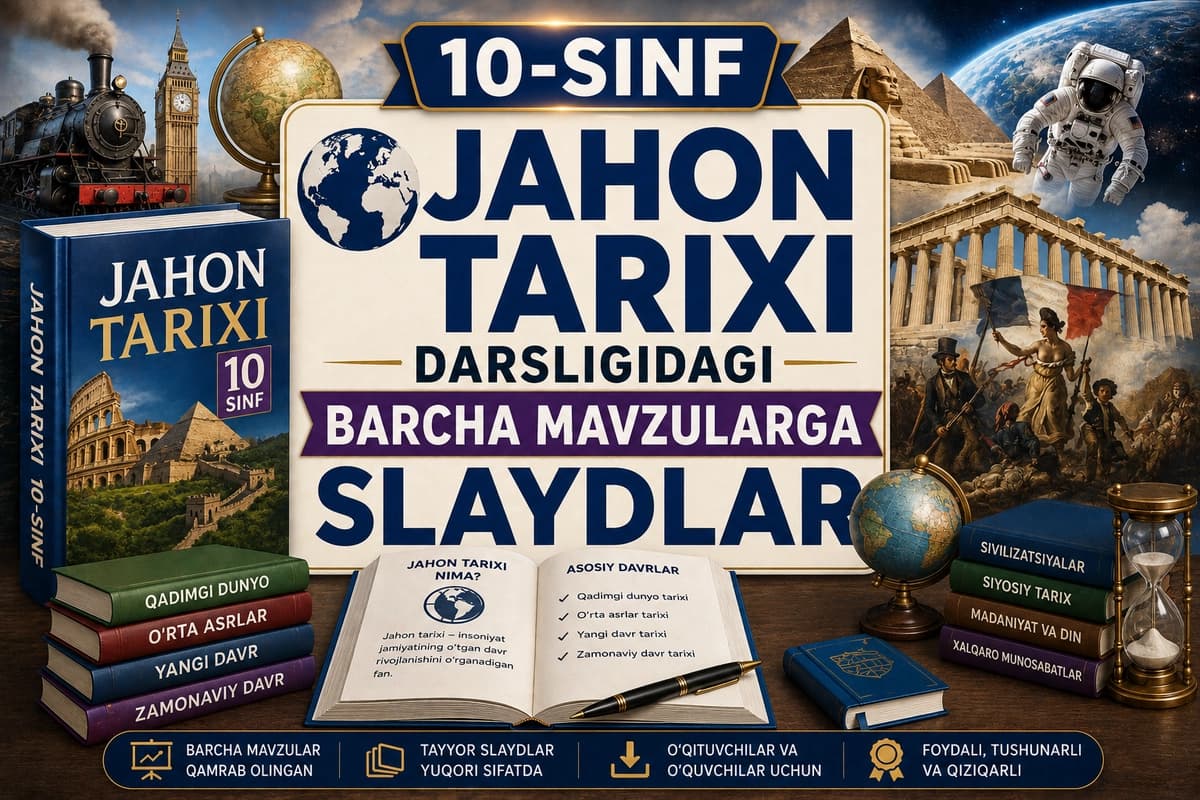 10-sinf jahon tarixi darsligidagi barcha mavzularga slaydlar