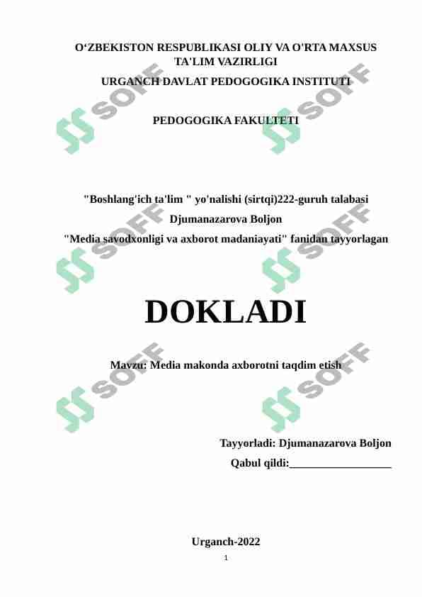 Media makonda axborotni taqdim etish