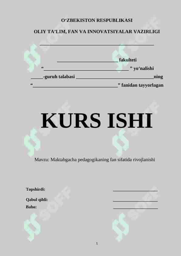 Maktabgacha pedagogikaning fan sifatida rivojlanishi