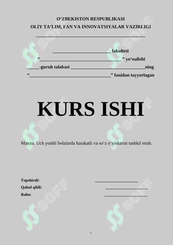 Uch yoshli bolalarda harakatli va so‘z o‘yinlarini tashkil etish.