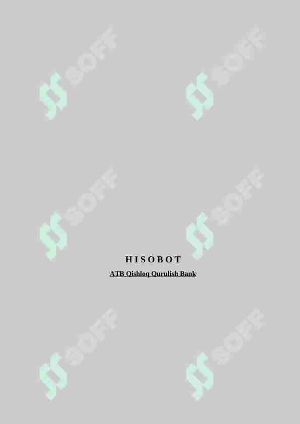 ATB Qishloq Qurulish Bank amaliyot hisoboti