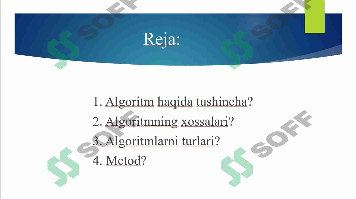 Algoritmlar va ular bilan ishlash 2