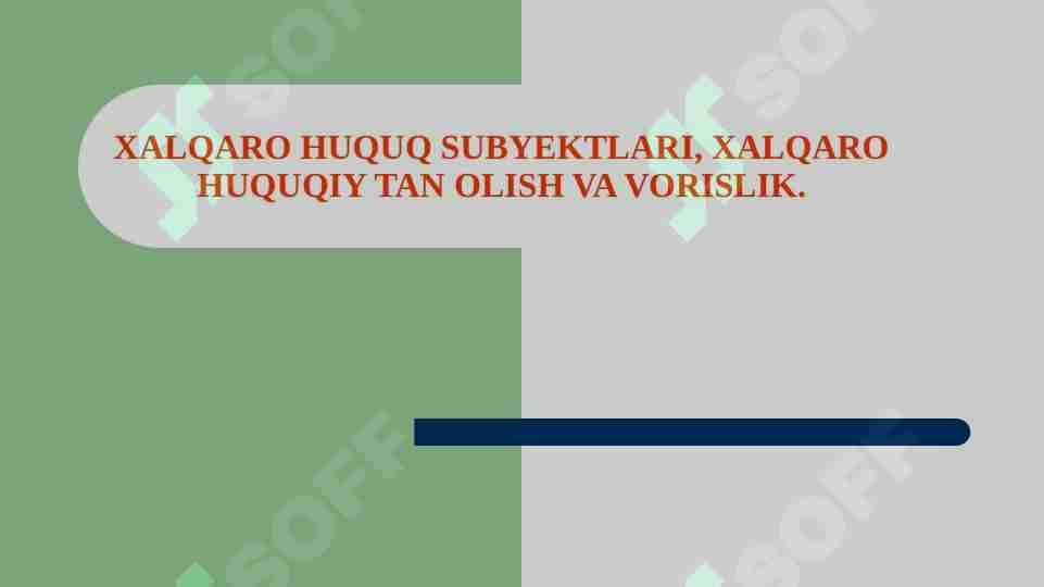 Xalqaro huquq subyektlari xalqaro huquqiy tan olish va vorislik