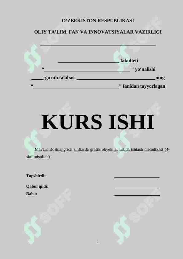 Boshlang`ich sinflarda grafik obyektlar ustida ishlash metodikasi (4-sinf misolida)