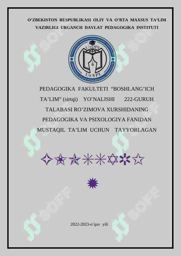 Xotira haqida  tushuncha va uning xususiyatlari