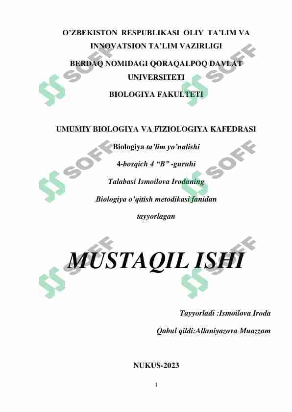 Biologiya darslarida noodatiy usullarini qoʻllash metodologiyasi , texnik uskunalardan foydalanish