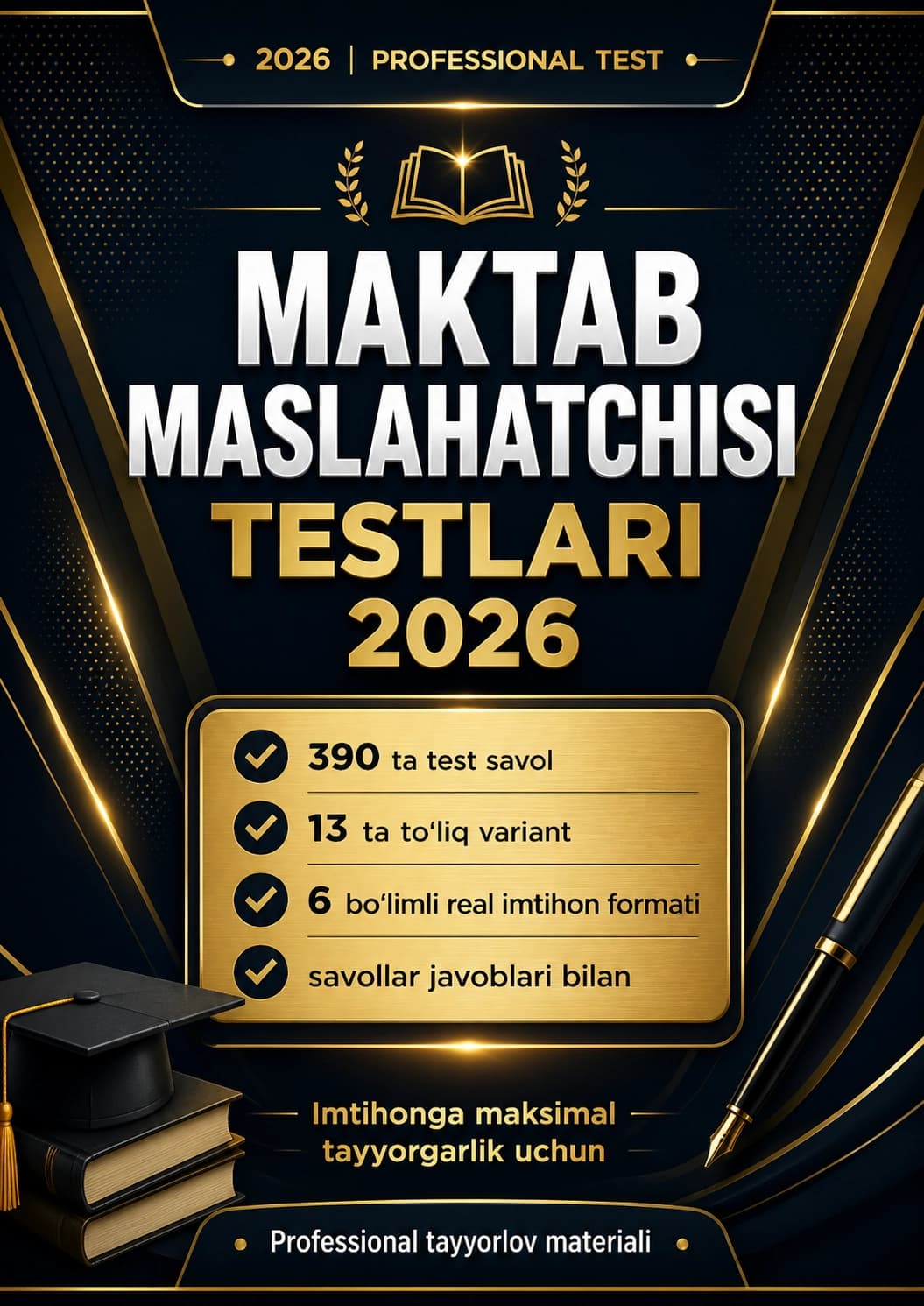 2026 MAKTAB MASLAHATCHISI TESTLARI | 390 SAVOL | 13 VARIANT | JAVOBLARI BILAN | REAL IMTIHON
