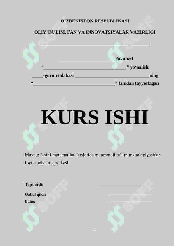 3-sinf matematika darslarida muommoli ta’lim texnologiyasidan foydalanish metodikasi