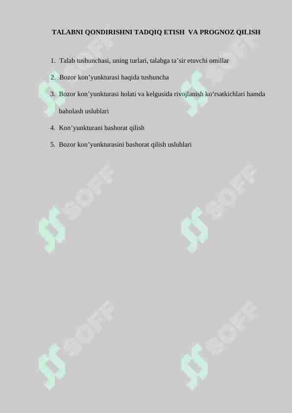 TALABNI QONDIRISHNI TADQIQ ETISH VA PROGNOZ QILISH
