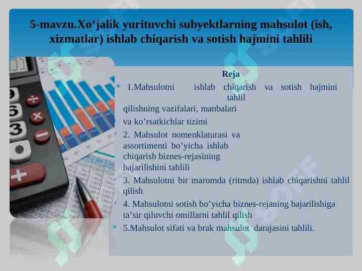 Xo'jalik yurutuvchi subyektlarning mahsulat ishlab chiqarish va sotish hajmini tahlili 2