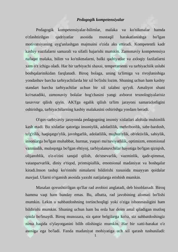 Pedagogik kompetensiyalar