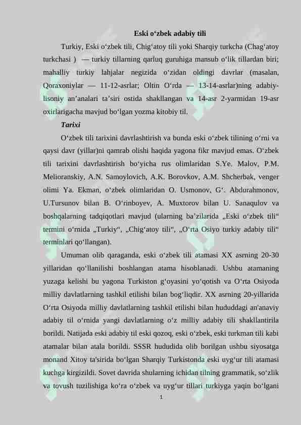 Eski oʻzbek adabiy tili