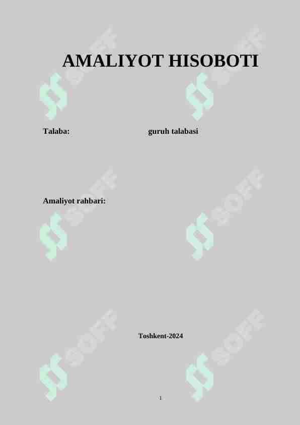 Amaliyot Hisoboti ishlab chiqarish korxonasi