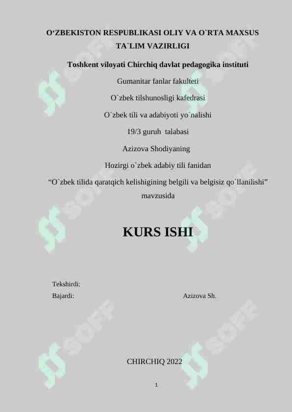 O`zbek tilida qaratqich kelishigining belgili va belgisiz qo`llanilishi