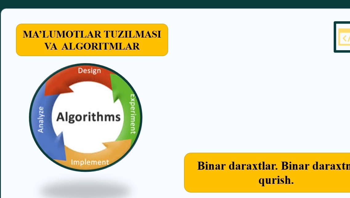 Binar daraxtlar. Binar daraxtni qurish.