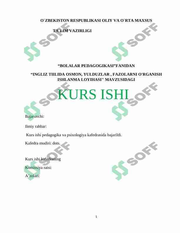 ingliz tilida osmon,yulduzlar fazolarni o'rganish ishlanma loyihasi