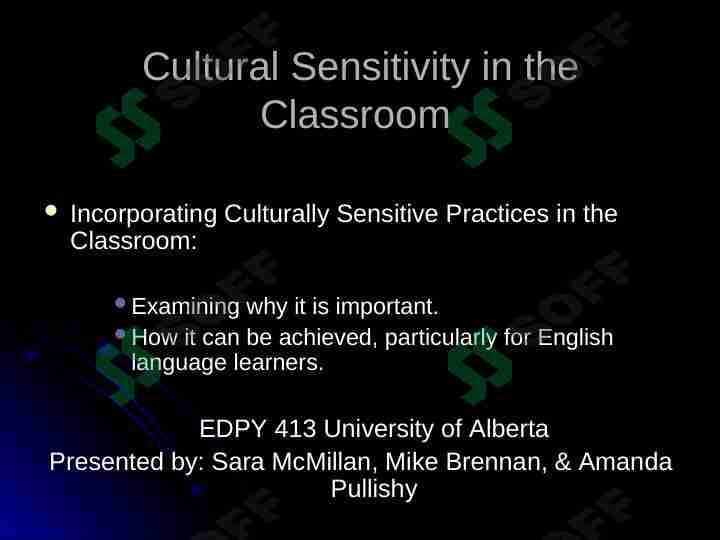 Cultural Sensitivity in the Classroom