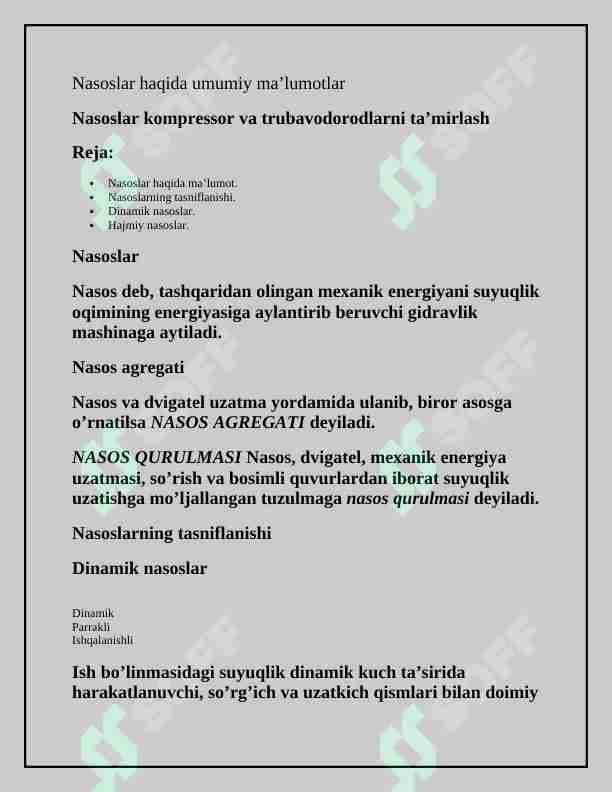 DINAMIK NASOSLAR