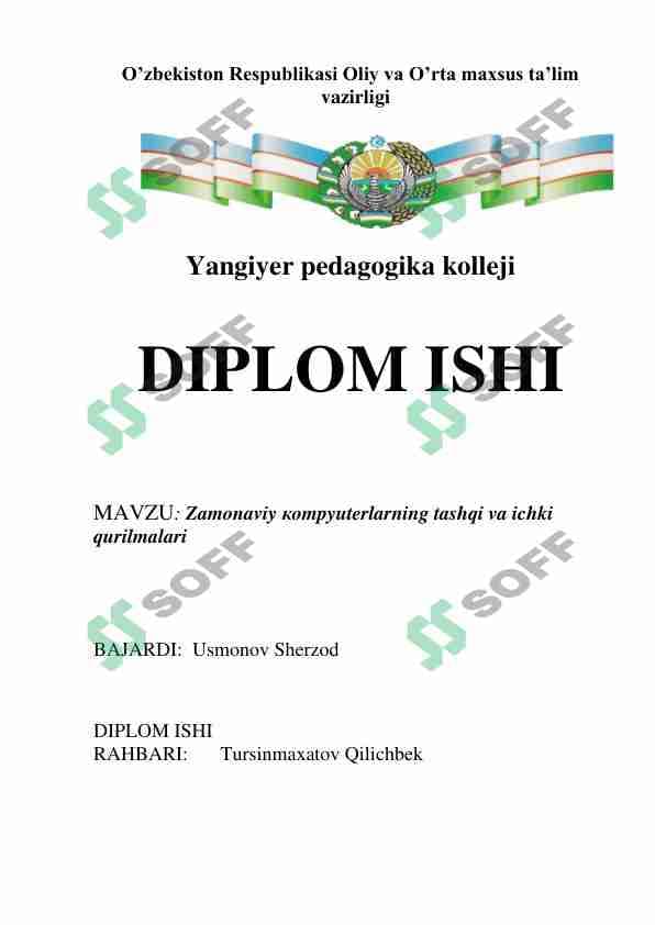 Zamonaviy кompyuterlarning tashqi va ichki qurilmalari