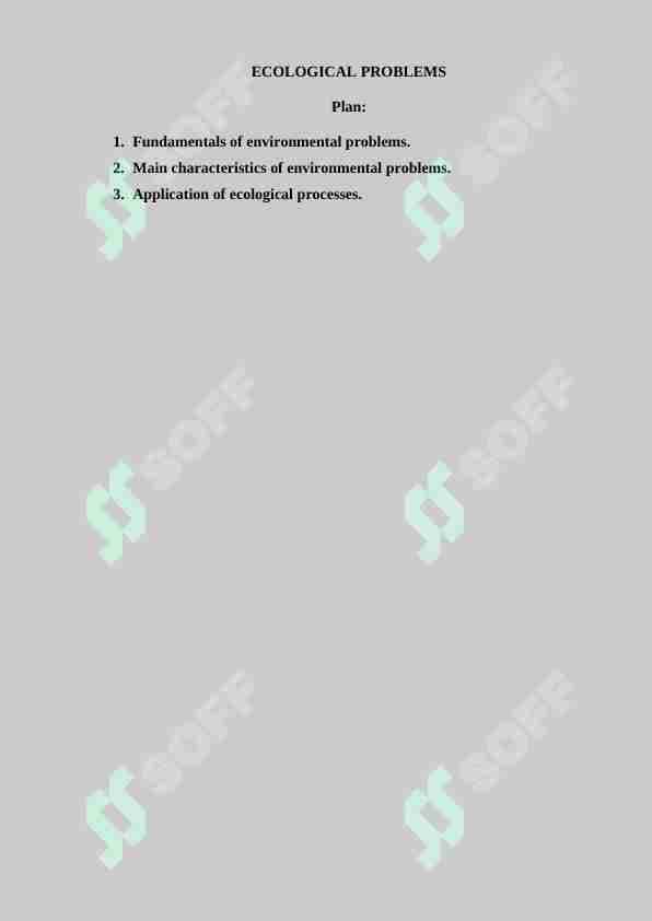 ECOLOGICAL PROBLEMS