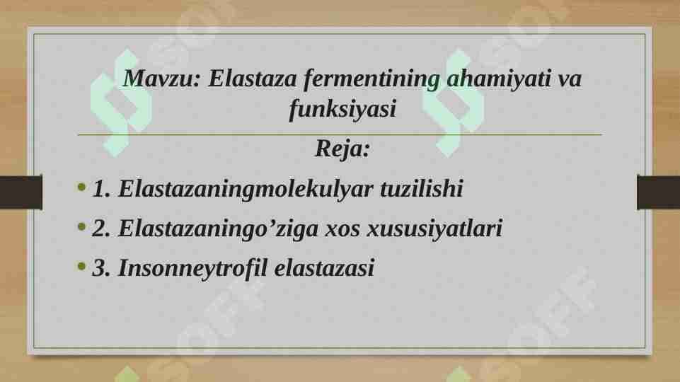 Elastaza fermentining ahamiyati va funksiyasi