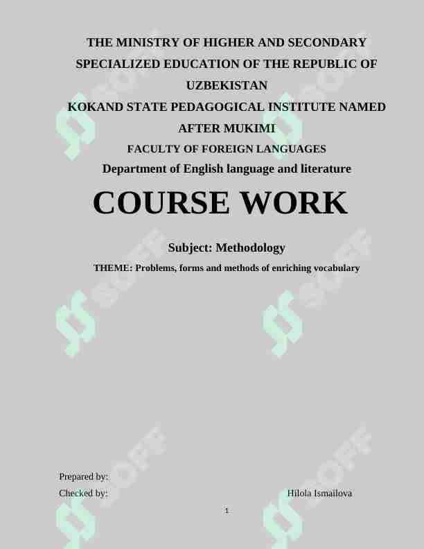Problems, forms and methods of enriching vocabulary