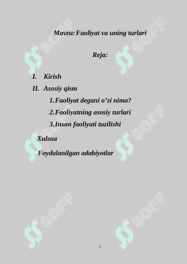 Faoliyat va uning turlari