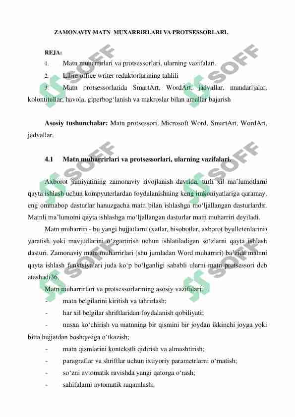 Zamonaviy matn muharriri va protsessorlari