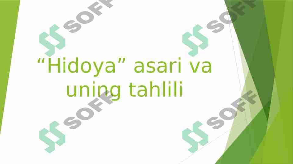 Hidoya asari va uning tahlili