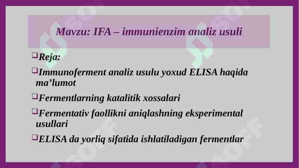 IFA – immunienzim analiz usuli