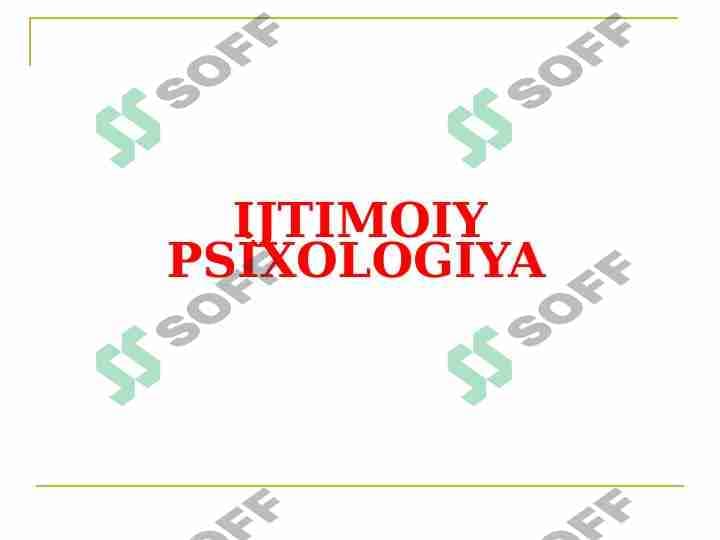 IJTIMOIY PSİXOLOGIYA