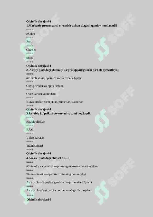 informatika fanidan 150 talik test javoblari bilan