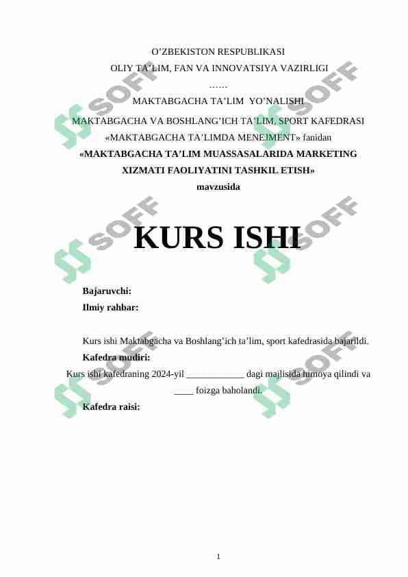 MAKTABGACHA TA’LIM MUASSASALARIDA MARKETING XIZMATI FAOLIYATINI TASHKIL ETISH