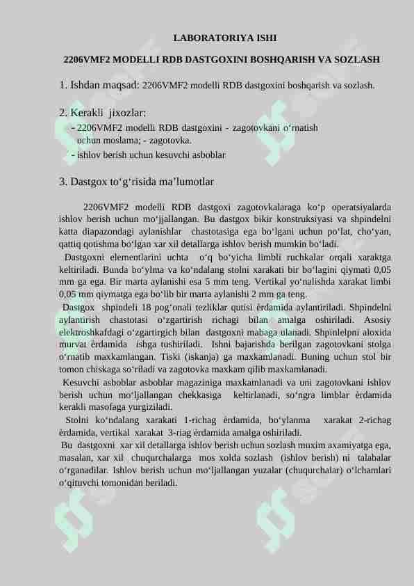 2206VMF2 MODELLI RDB DASTGOXINI BOSHQARISH VA SOZLASH
