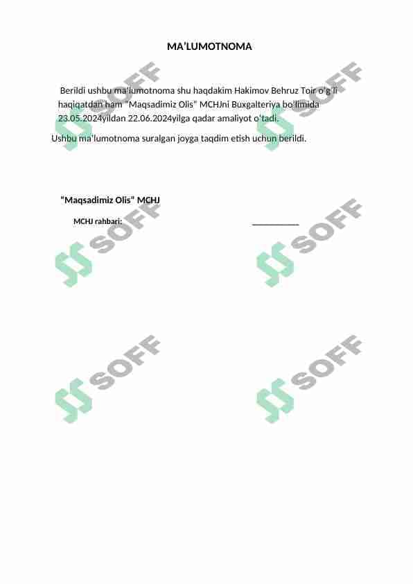AMALIYOT UCHUN MA'LUMOTNOMA 2024