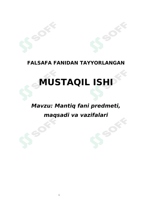 Mantiq fani predmeti, maqsadi va vazifalari