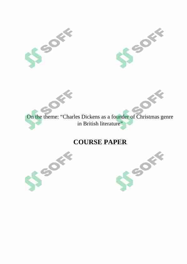 Charles Dickens as a founder of Christmas genre in British literature
