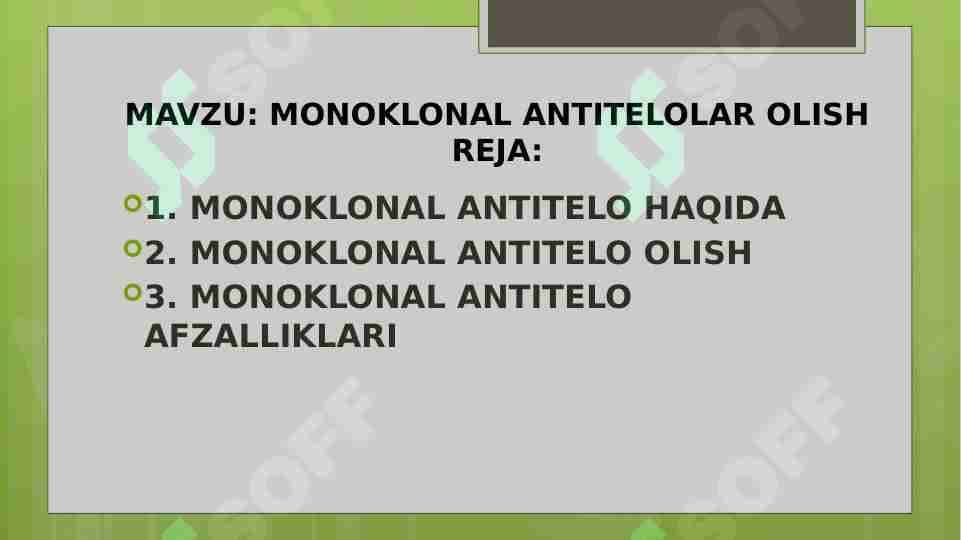 MONOKLONAL ANTITELOLAR OLISH