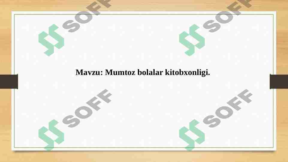 Mumtoz bolalar kitobxonligi.