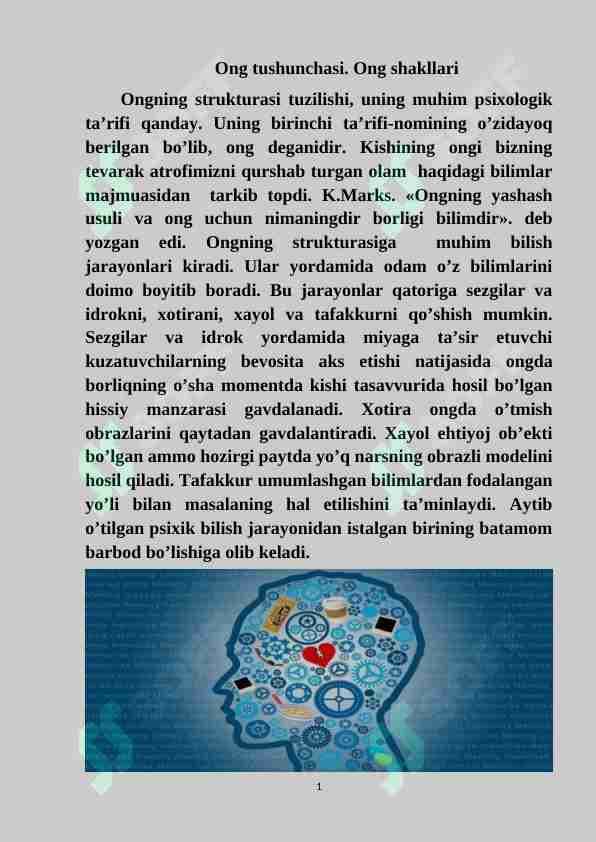 Ong tushunchasi. Ong shakllari